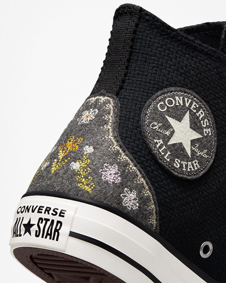 Zapatillas Altas Converse Chuck Taylor All Star Autumn Embroidery Mujer Negras Rosas | PE 072EW8